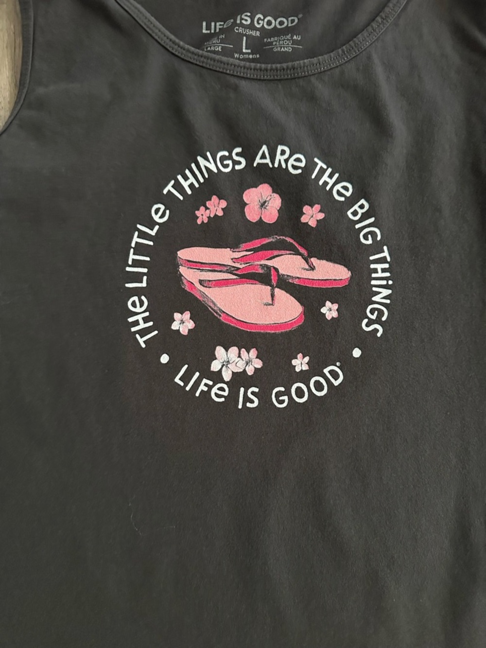 Life is Good Black Tank with Pink Flip Flop Graphic - Picture 2 of 5
